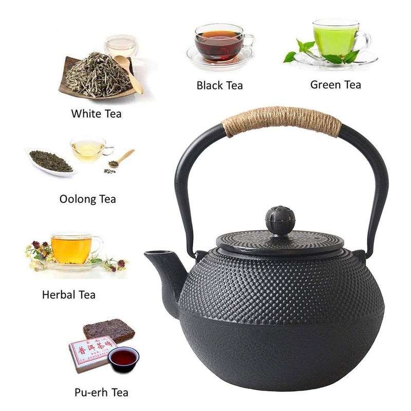 Hwagui - Large Cast Iron Teapot With Infuser For Varieties Of Loose Leaf Tea, Tea Bags, Black Tea Kettle Stovetop Safe 1200ml/41oz - Image 4